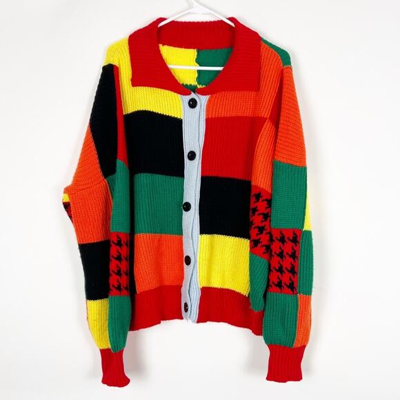 Sweaters - Harry Styles Inspired Colorblock Cardigan Sweater Size Medium